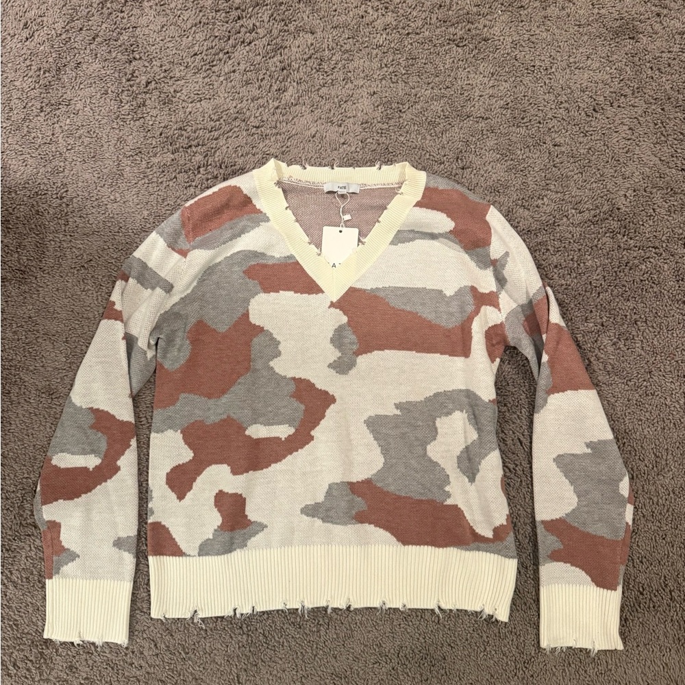 Women’s Camouflage V-Neck Sweater